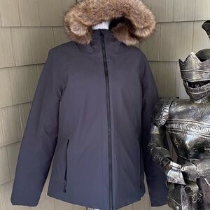 Eddie Bauer Down Black Fur-Trimmed Jacket Like New